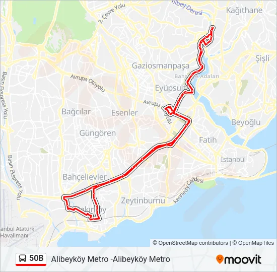 50B Bus Line Map