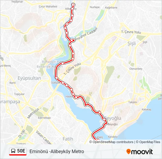 50E Bus Line Map