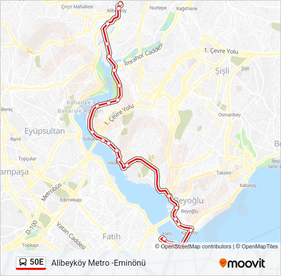 50E Bus Line Map
