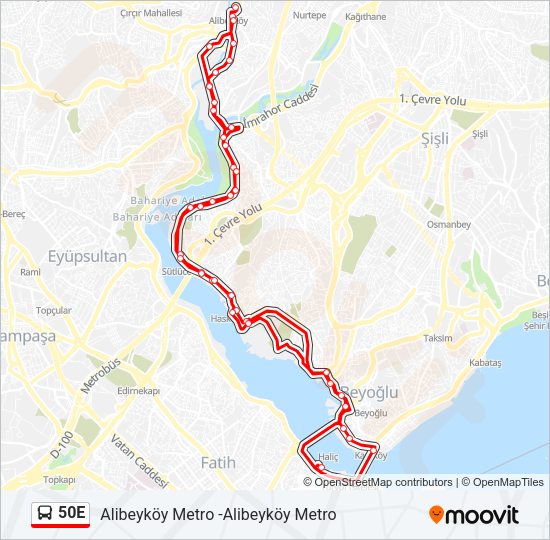 50E Bus Line Map