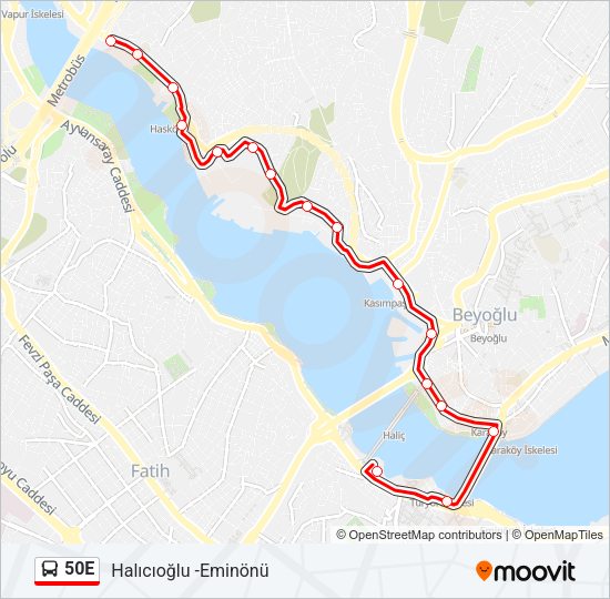 50E Bus Line Map