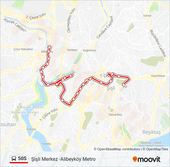50S Bus Line Map