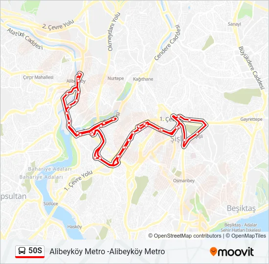 50S Bus Line Map