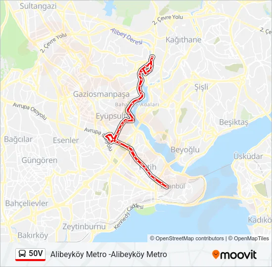 50V Bus Line Map