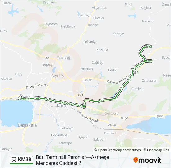 KM38 Bus Line Map