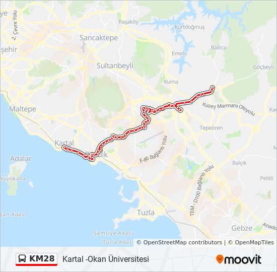 KM28 bus Line Map