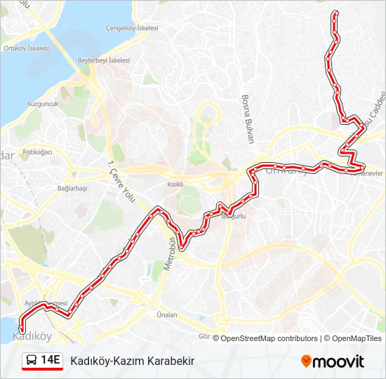 14E Bus Line Map