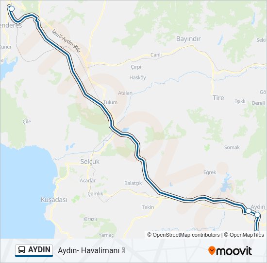 AYDIN otobüs Hattı Haritası