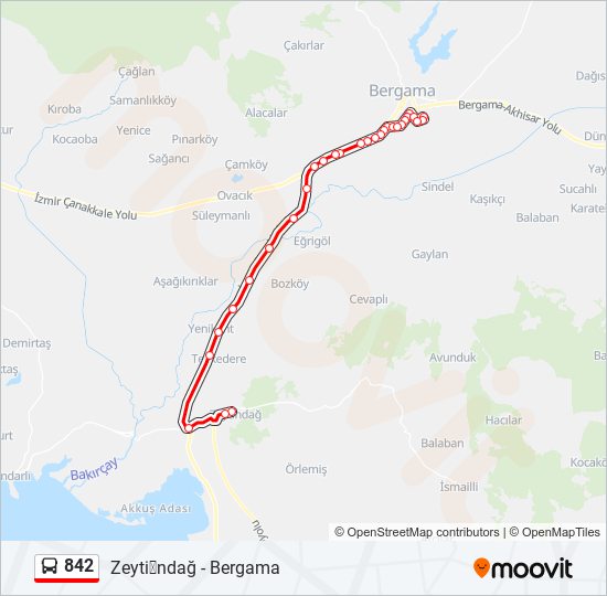 842 otobüs Hattı Haritası