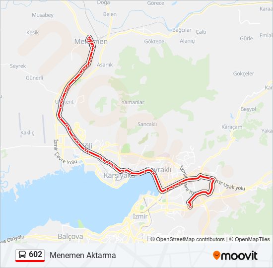 602 otobüs Hattı Haritası