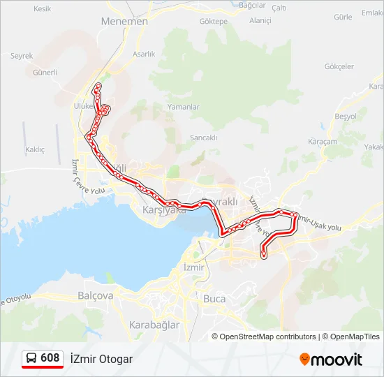 608 Bus Line Map
