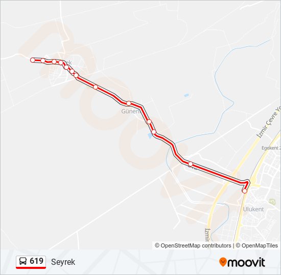 619 bus Line Map