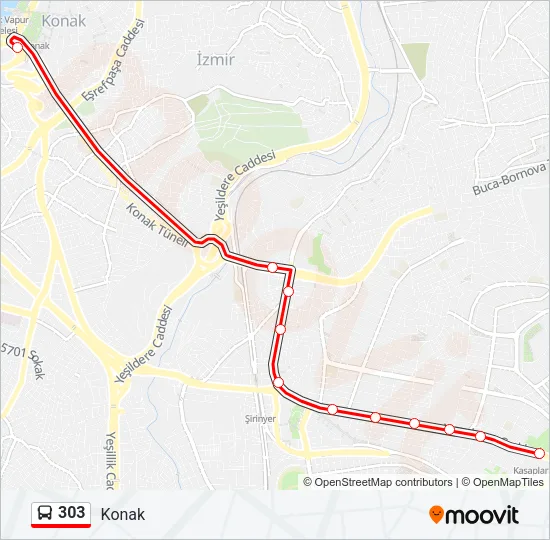 303 Bus Line Map