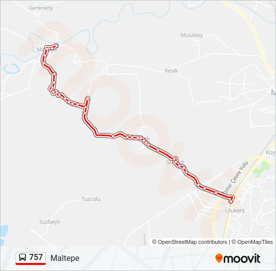 757 Bus Line Map