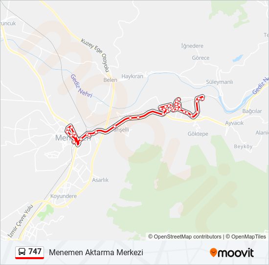 747 bus Line Map