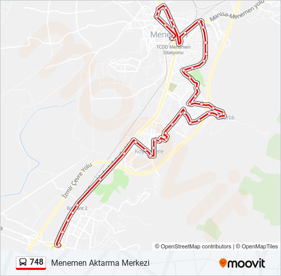 748 otobüs Hattı Haritası