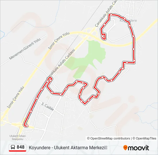 848 Bus Line Map