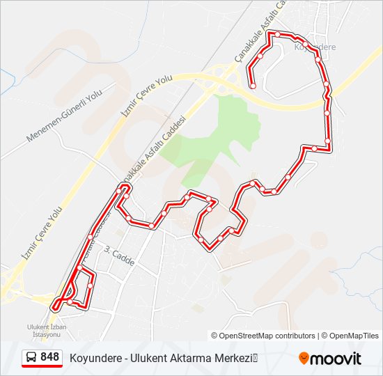 848 bus Line Map