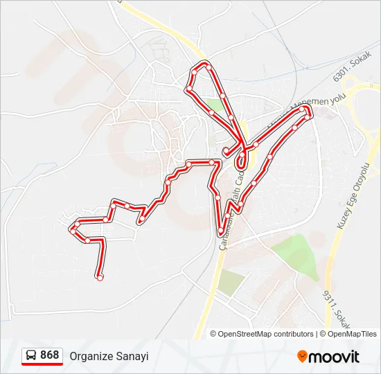 868 Bus Line Map