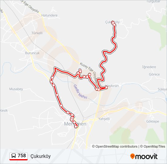 758 otobüs Hattı Haritası