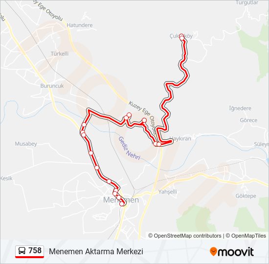 758 otobüs Hattı Haritası