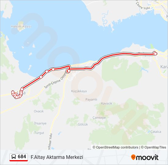 684 otobüs Hattı Haritası