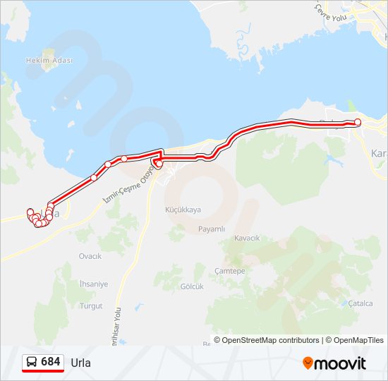 684 otobüs Hattı Haritası