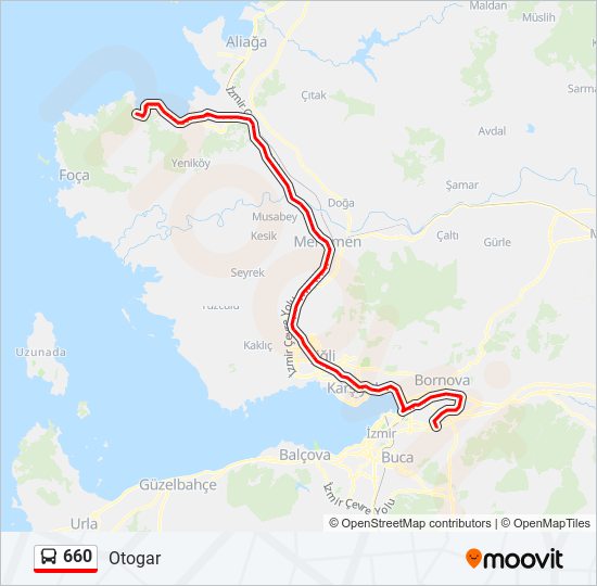 660 otobüs Hattı Haritası