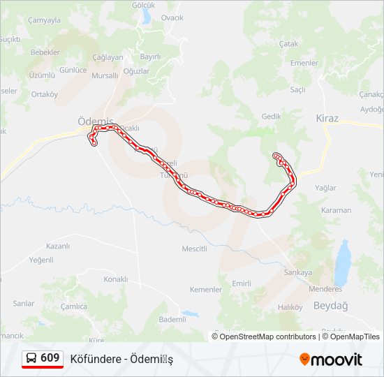 609 otobüs Hattı Haritası