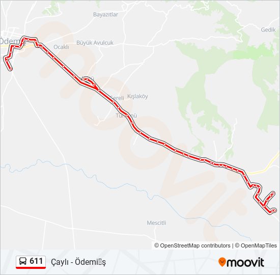 611 otobüs Hattı Haritası