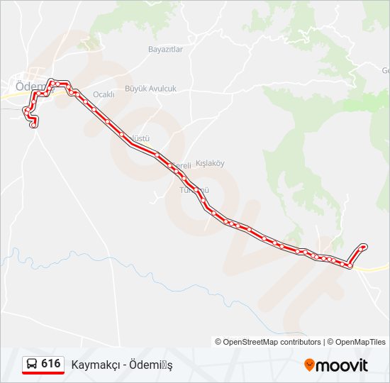 616 otobüs Hattı Haritası