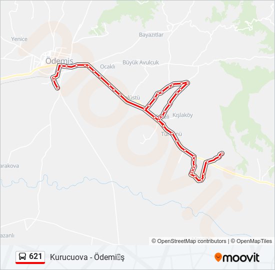 621 otobüs Hattı Haritası