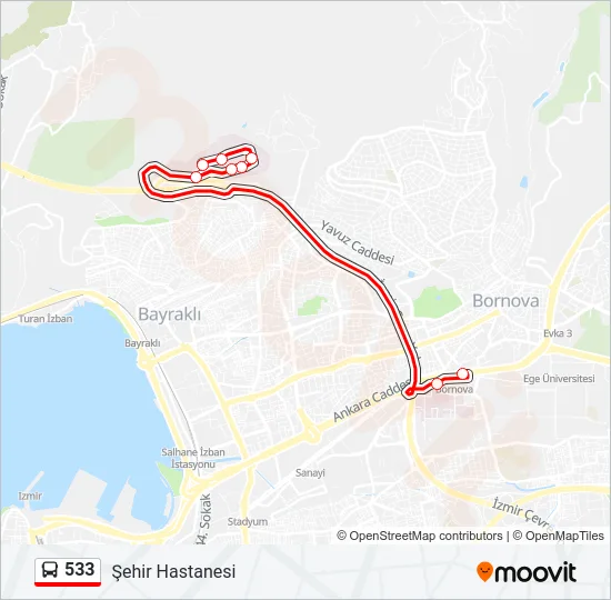 533 Bus Line Map