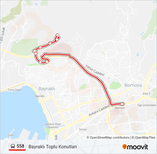 558 otobüs Hattı Haritası