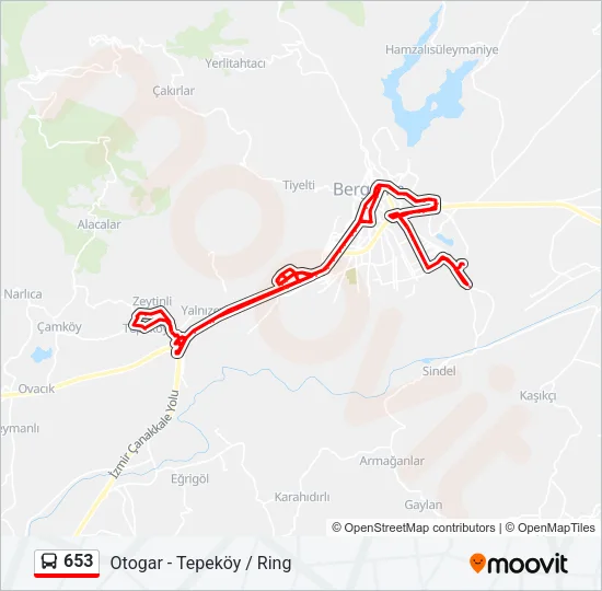 653 Bus Line Map