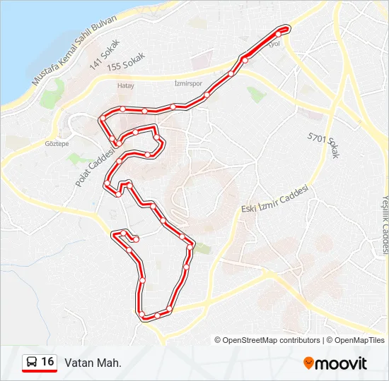 16 Bus Line Map