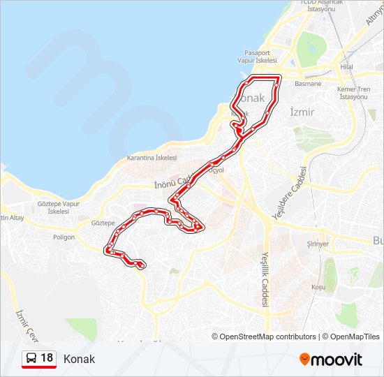 18 bus Line Map