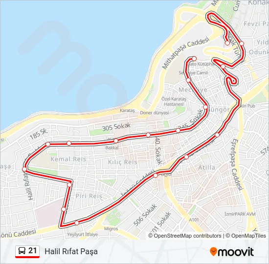 21 Bus Line Map