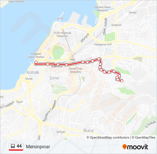 44 bus Line Map