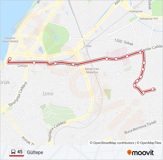 45 bus Line Map