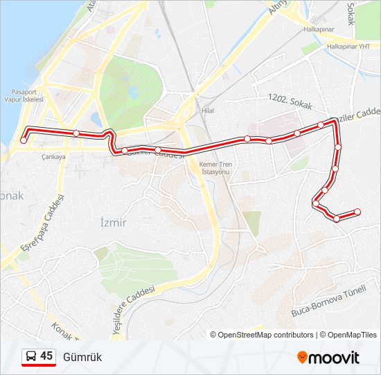 45 bus Line Map