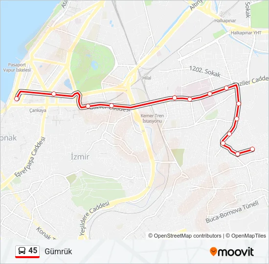 45 Bus Line Map