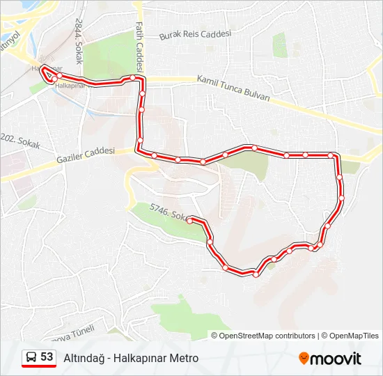 53 Bus Line Map