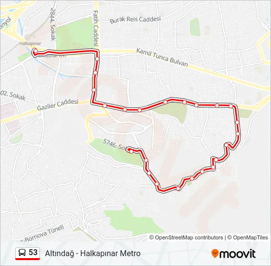 53 Bus Line Map