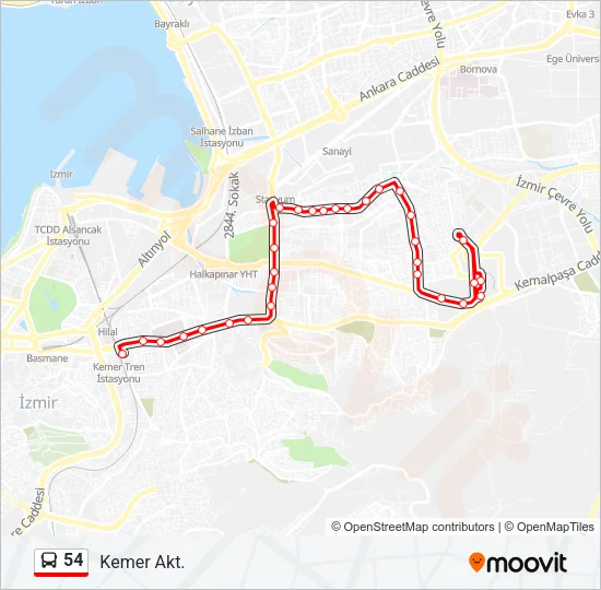 54 Bus Line Map