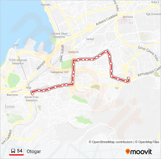 54 Bus Line Map