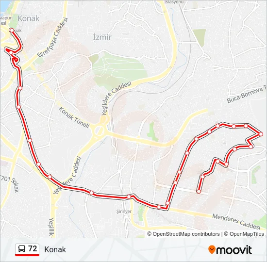 72 Bus Line Map