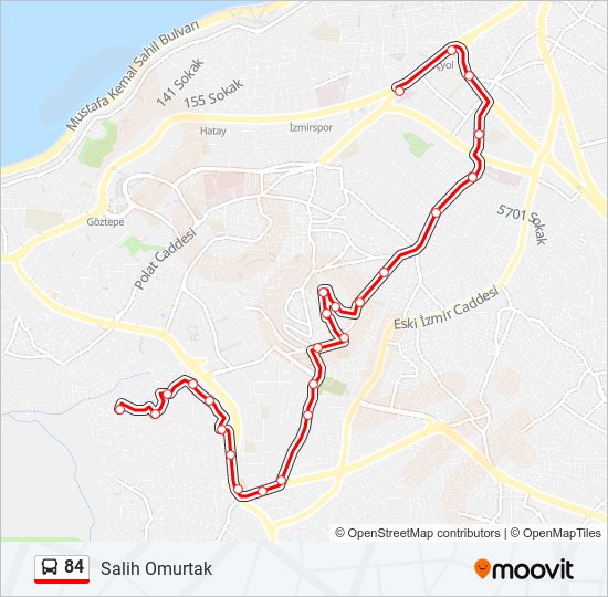 84 bus Line Map