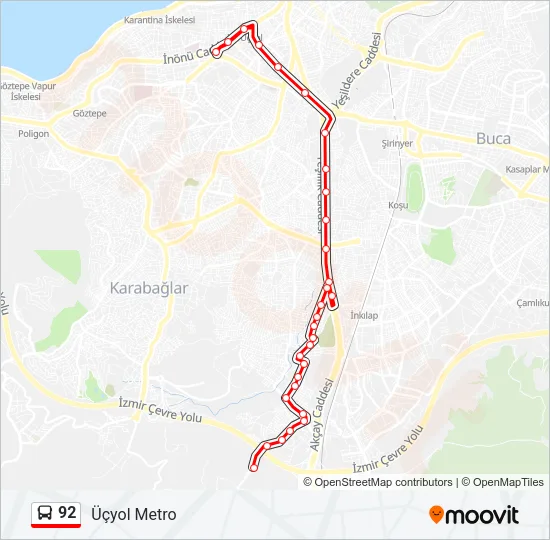 92 Bus Line Map