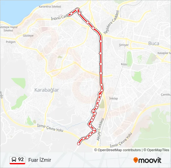 92 Bus Line Map